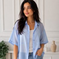 شومیز باکسی ساده شیشه‌ای کد 8515