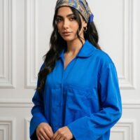 شومیز باکسی یقه دلبر تک جیب کد 6825