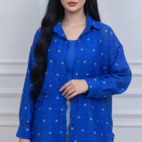شومیز یقه مردانه گل‌گلی کد 3565